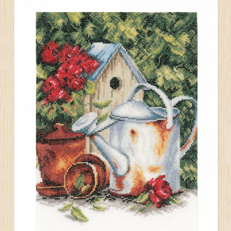 Watering Can and Birdhouse Counted Cross Stitch Kit