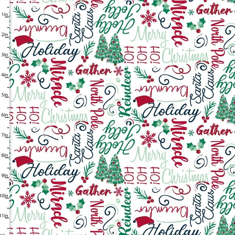 Craft Cotton Company Fabric Christmas Words (18089) 100% Cotton Believe Christmas Fabric