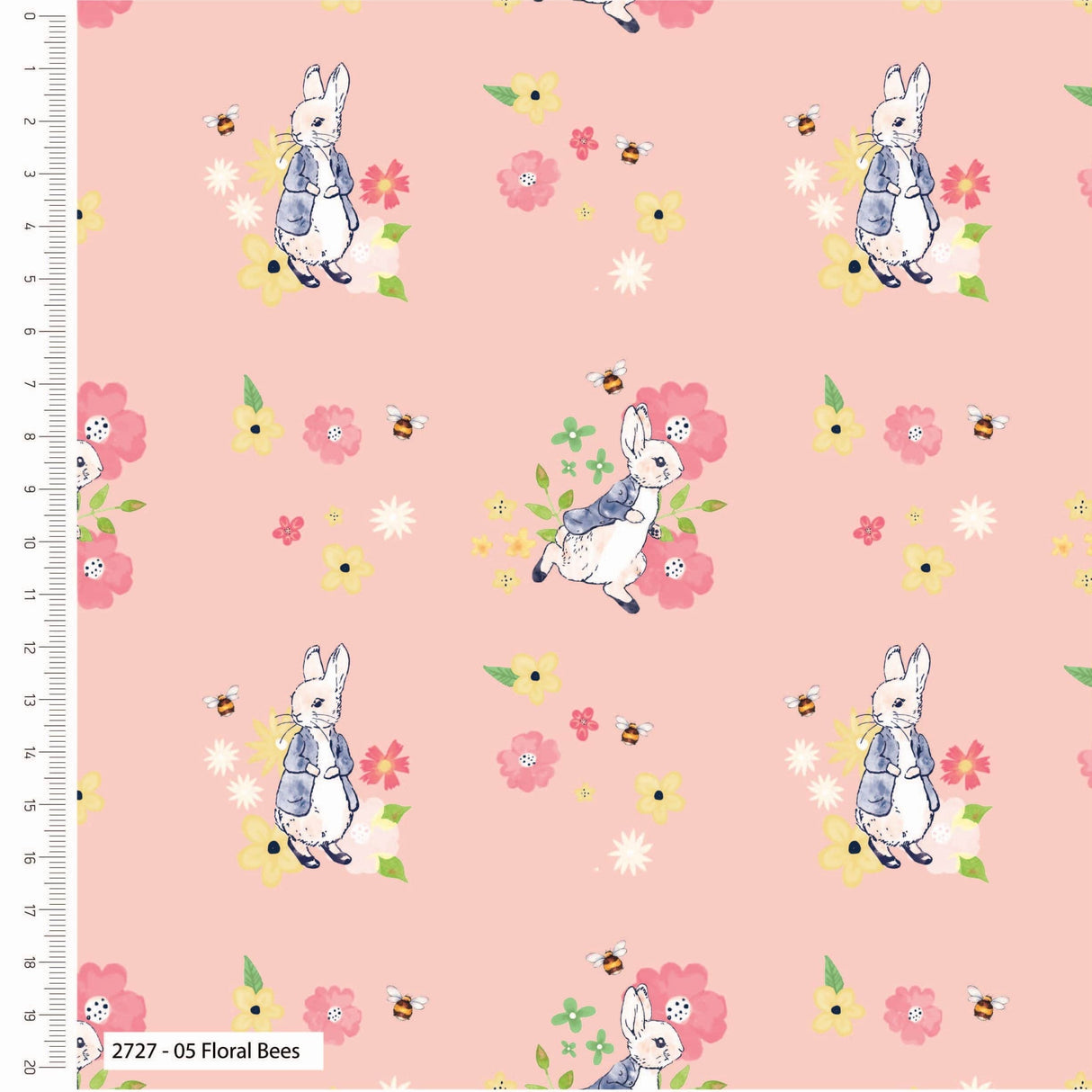 Craft Cotton Company Fabric Floral Bee (2727-05) Peter Rabbit Flowers and Dream Fabric