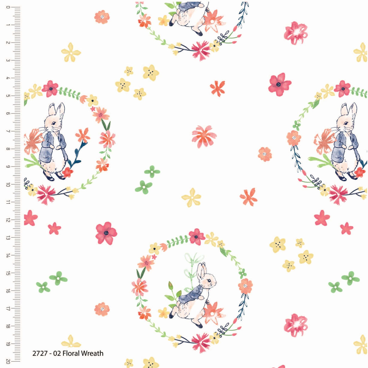 Craft Cotton Company Fabric Floral Wreath (2727-02) Peter Rabbit Flowers and Dream Fabric