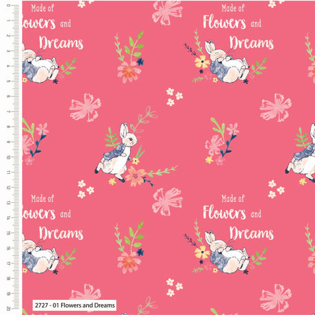 Craft Cotton Company Fabric Flowers & Dreams (2727-01) Peter Rabbit Flowers and Dream Fabric