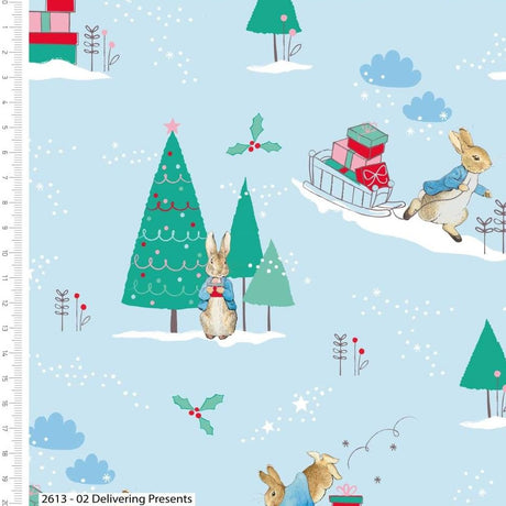 Craft Cotton Company Fabric Peter Rabbit Sledge Fabric Peter Rabbit Christmas Fabric