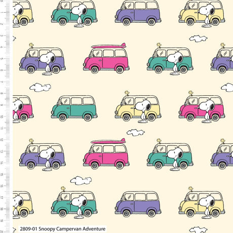 Craft Cotton Company Fabric Snoopy Caravan Adventure (2809-01) Snoopy Dog Fabric