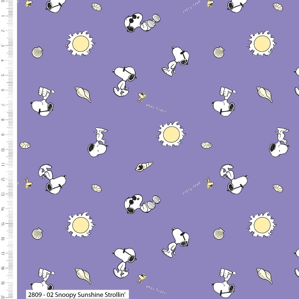 Craft Cotton Company Fabric Snoopy Sunshine Strolin (2809-02) Snoopy Dog Fabric