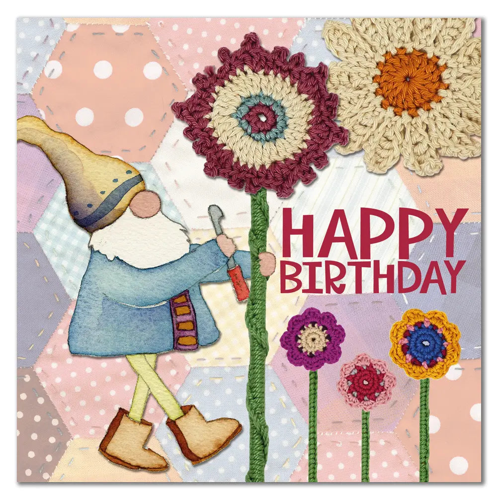 Emma Ball Crochet Gnome Birthday Card