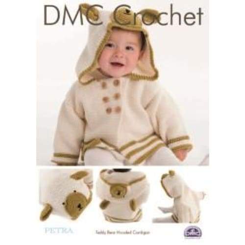 DMC Patterns DMC Teddy Bear Hooded Cardigan Crochet Pattern 15327