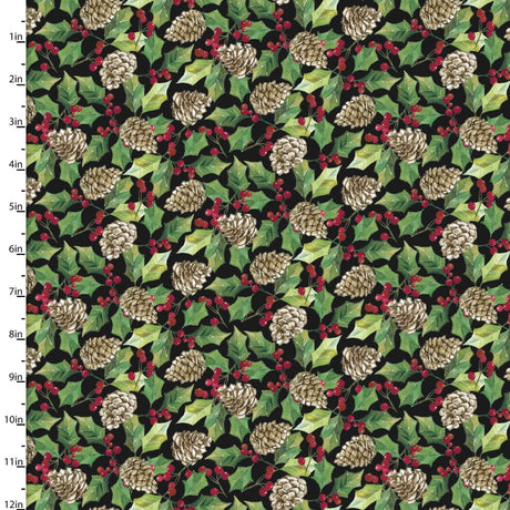 Three Wishes Dreaming of a Farmhouse Christmas Holly and Pinecones