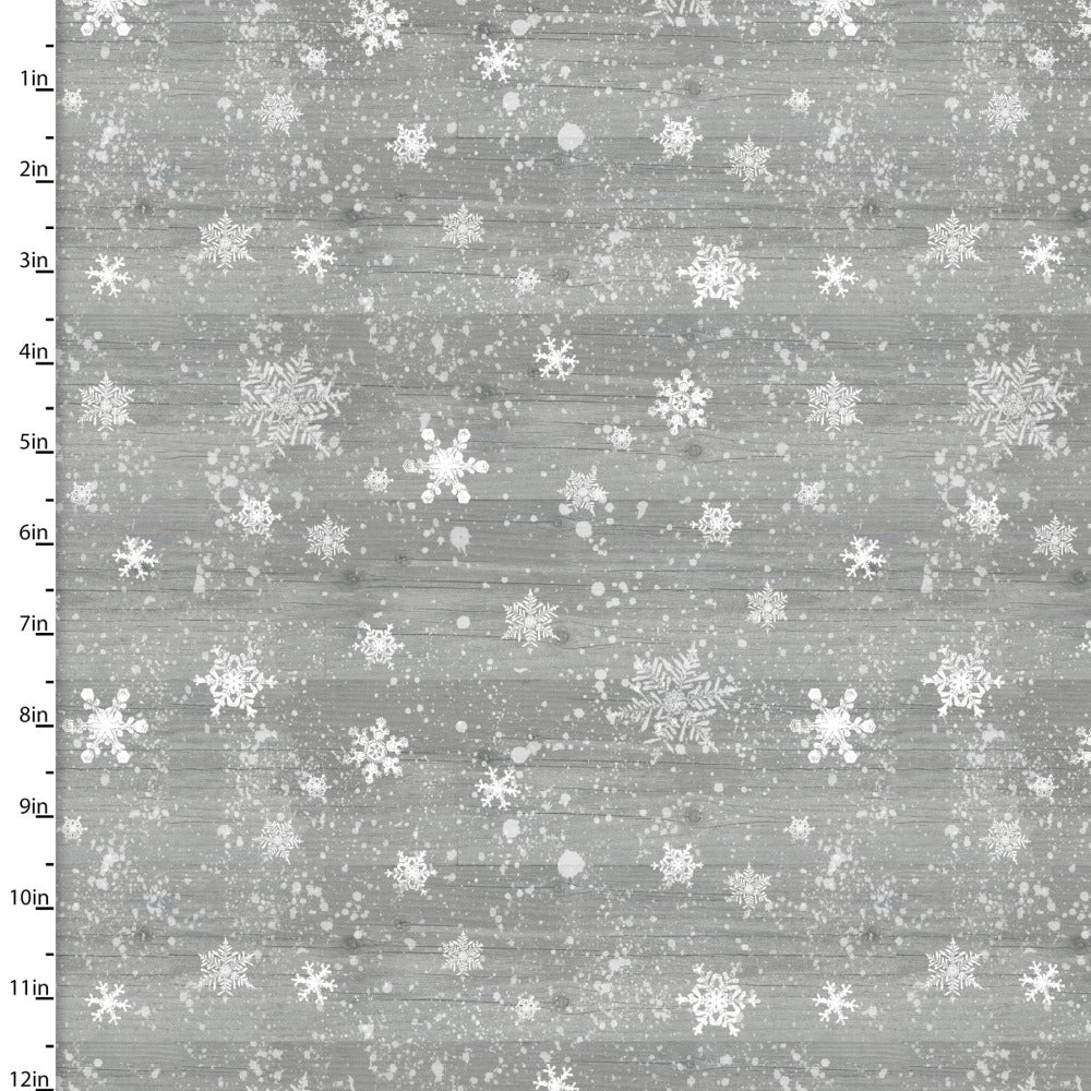 Three Wishes Dreaming of a Farmhouse Christmas Rustic Snowflakes Fabric