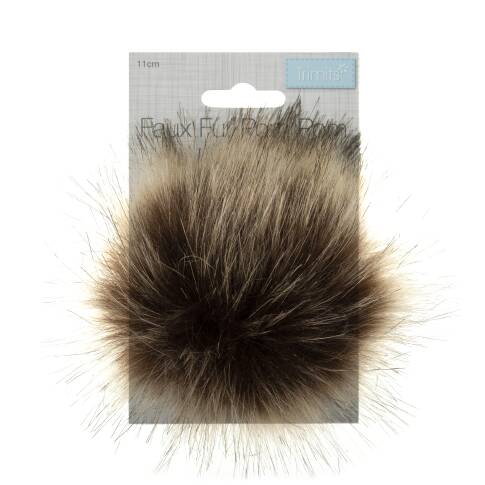 Faux Fur Pom Pom Brown Tip