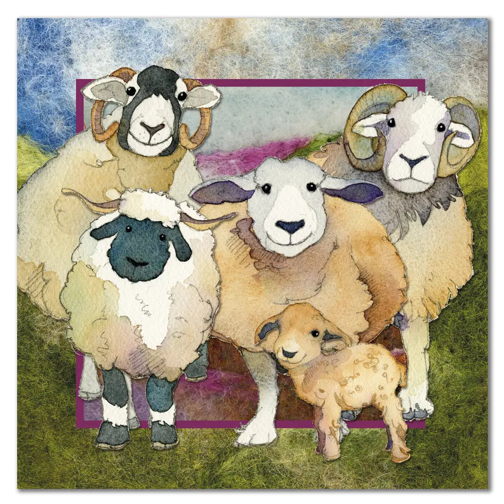 Emma Ball Felted Sheep Family Card