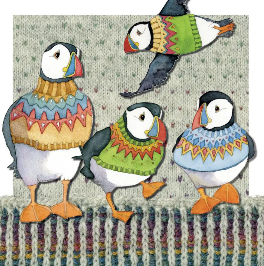 Emma Ball Four Woolly Puffins Card