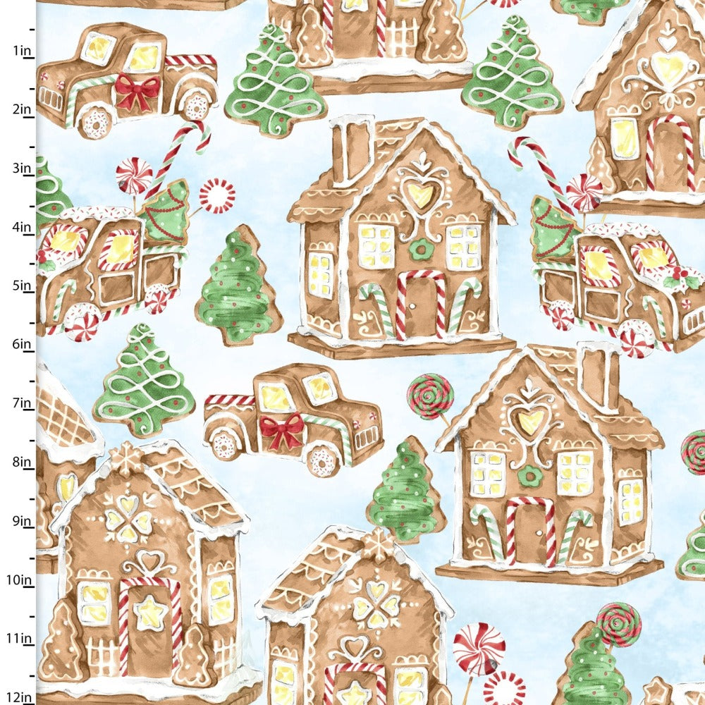 Three Wishes Gingerneering Gingerbread Village Fabric