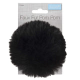 Groves Accessories Black Pom Pom Faux Fur Large: 11cm