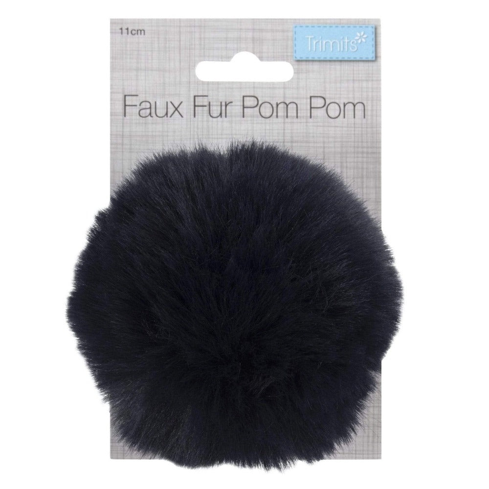 Groves Accessories Navy Pom Pom Faux Fur Large: 11cm