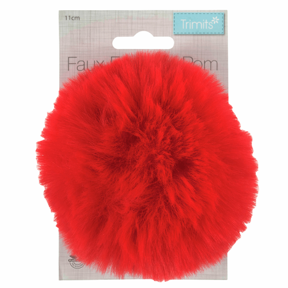 Groves Accessories Red Pom Pom Faux Fur Large: 11cm