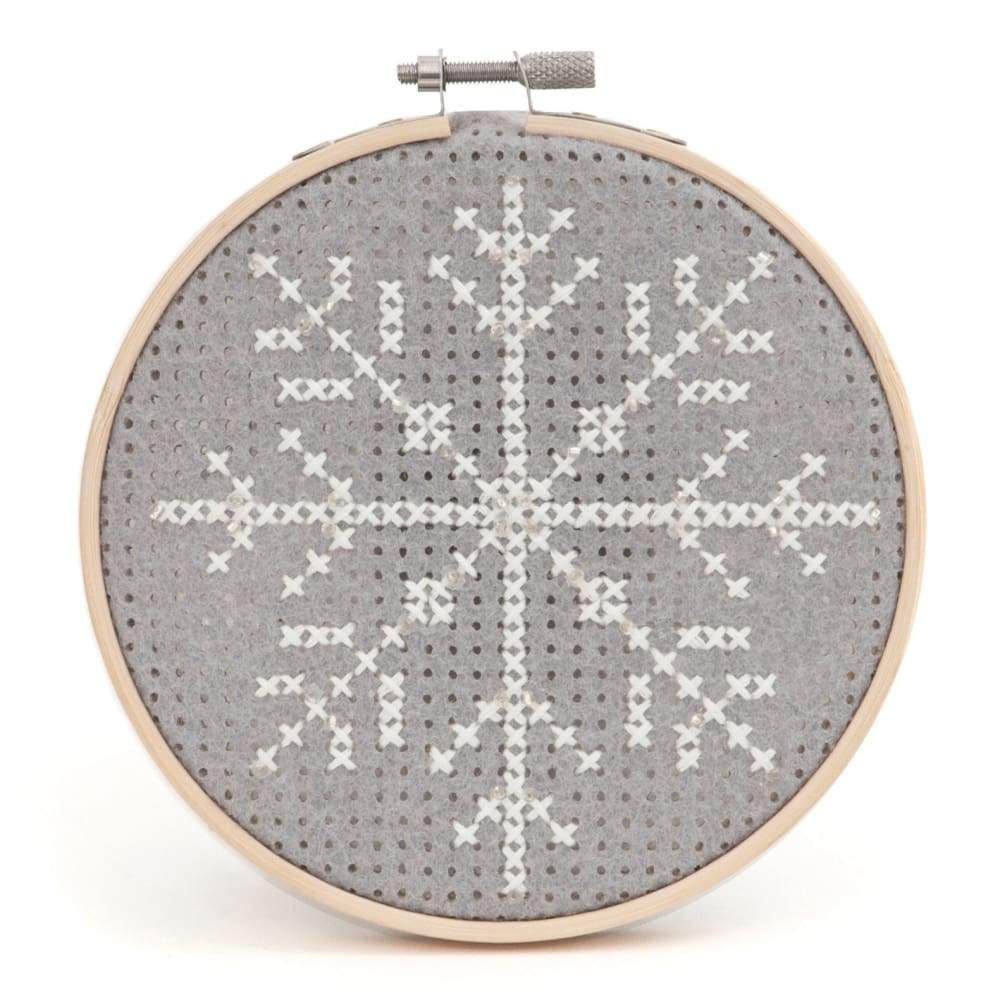 Groves Craft Snowflakes Trimits Felt Festive Cross Stitch Kit with Hoop