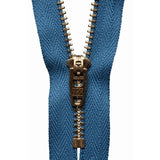 Groves Zip Slate Blue 145 YKK Brass Jeans Zip: 15 cm / 5.90 Inch