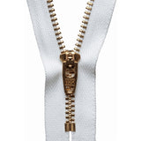 Groves Zip White - 501 YKK Brass Jeans Zip: 10 cm / 4 Inch