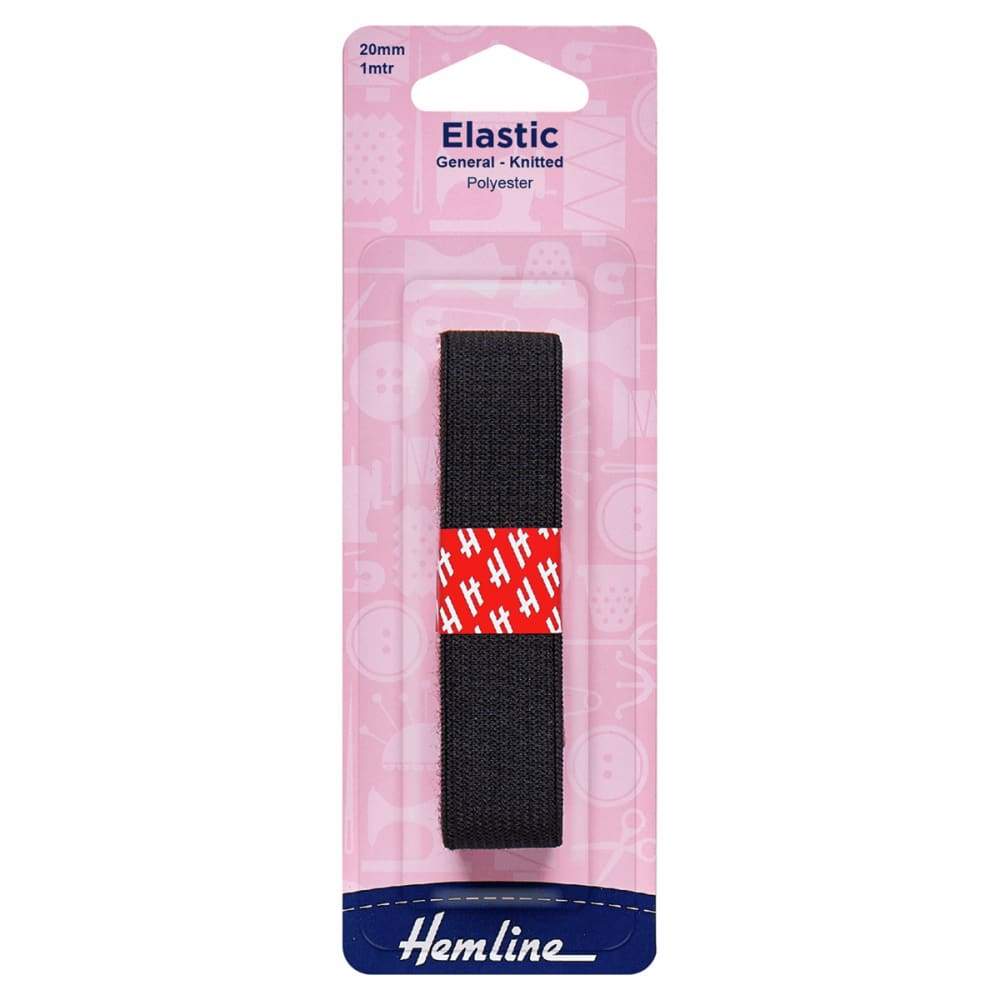 Hemline Haberdashery Black Hemline Elastic 20 mm