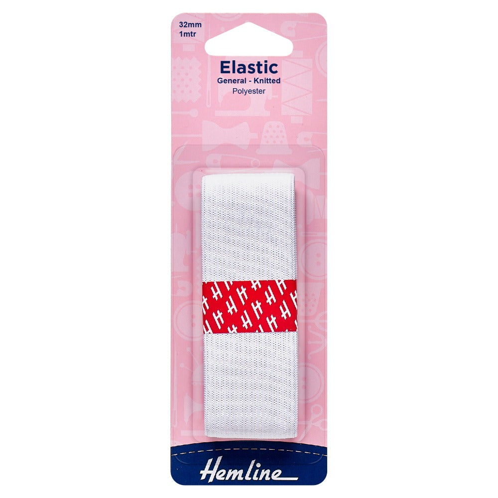 Hemline White Elastic 32 mm