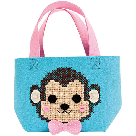 Kids Felt Cross Stitch Bag Kit Monkey