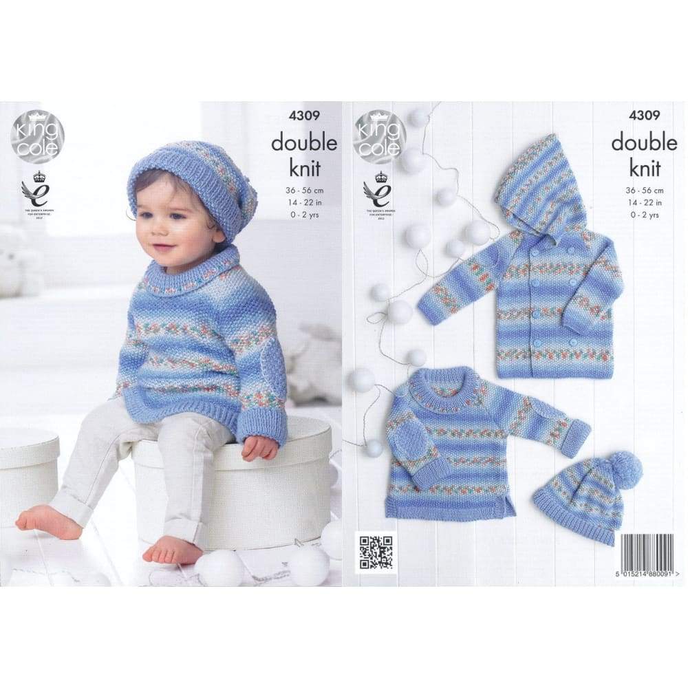 King Cole Knitting Pattern 5846 Baby Jumper Hats Knitted In Drifter Baby DK - Foto 6