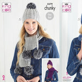 King Cole Patterns King Cole Hat and Scarf Knitting Pattern 5579