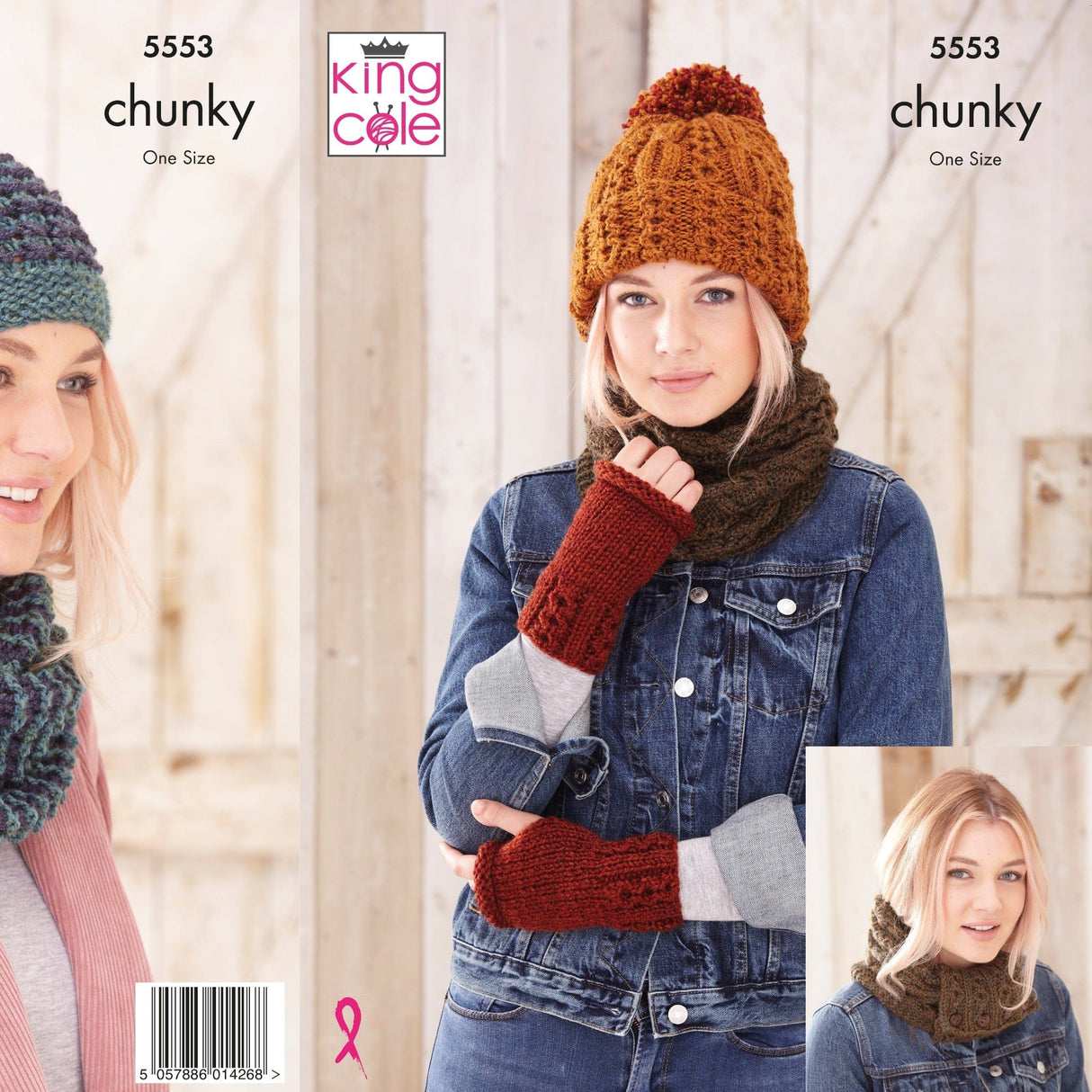 King Cole Patterns King Cole Hat, Snood & Wrist Warmers Knitting Pattern 5553