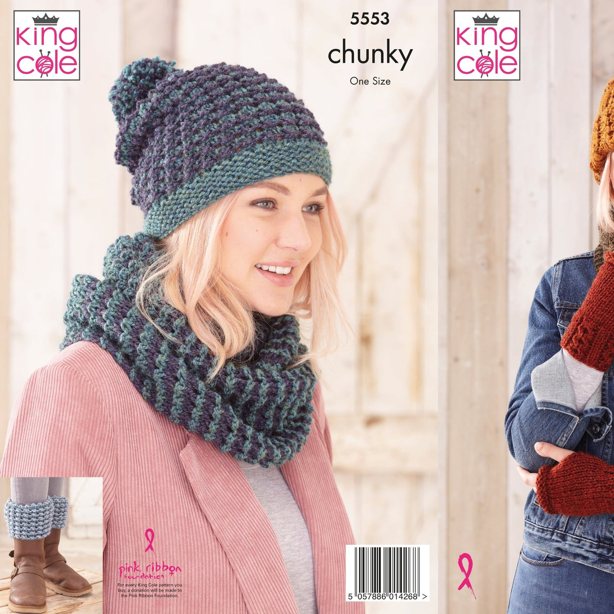 King Cole Patterns King Cole Hat, Snood & Wrist Warmers Knitting Pattern 5553