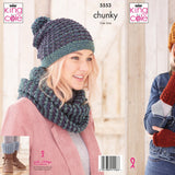 King Cole Patterns King Cole Hat, Snood & Wrist Warmers Knitting Pattern 5553