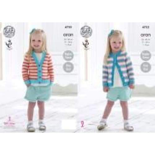 King Cole Patterns King Cole Kids Aran Knitting Pattern 4752