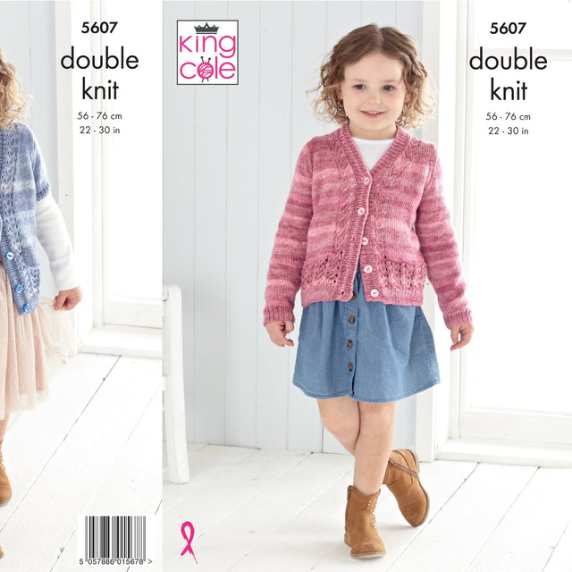 King Cole Patterns King Cole Kids Cardigan DK Knitting Pattern 5607
