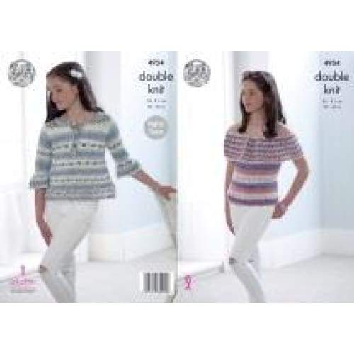 King Cole Patterns King Cole Kids DK Splash Top and Sweater Knitting Pattern 4954