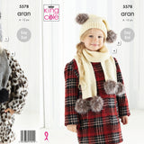 King Cole Patterns King Cole Kids Hat & Scarf Knitting Pattern 5578