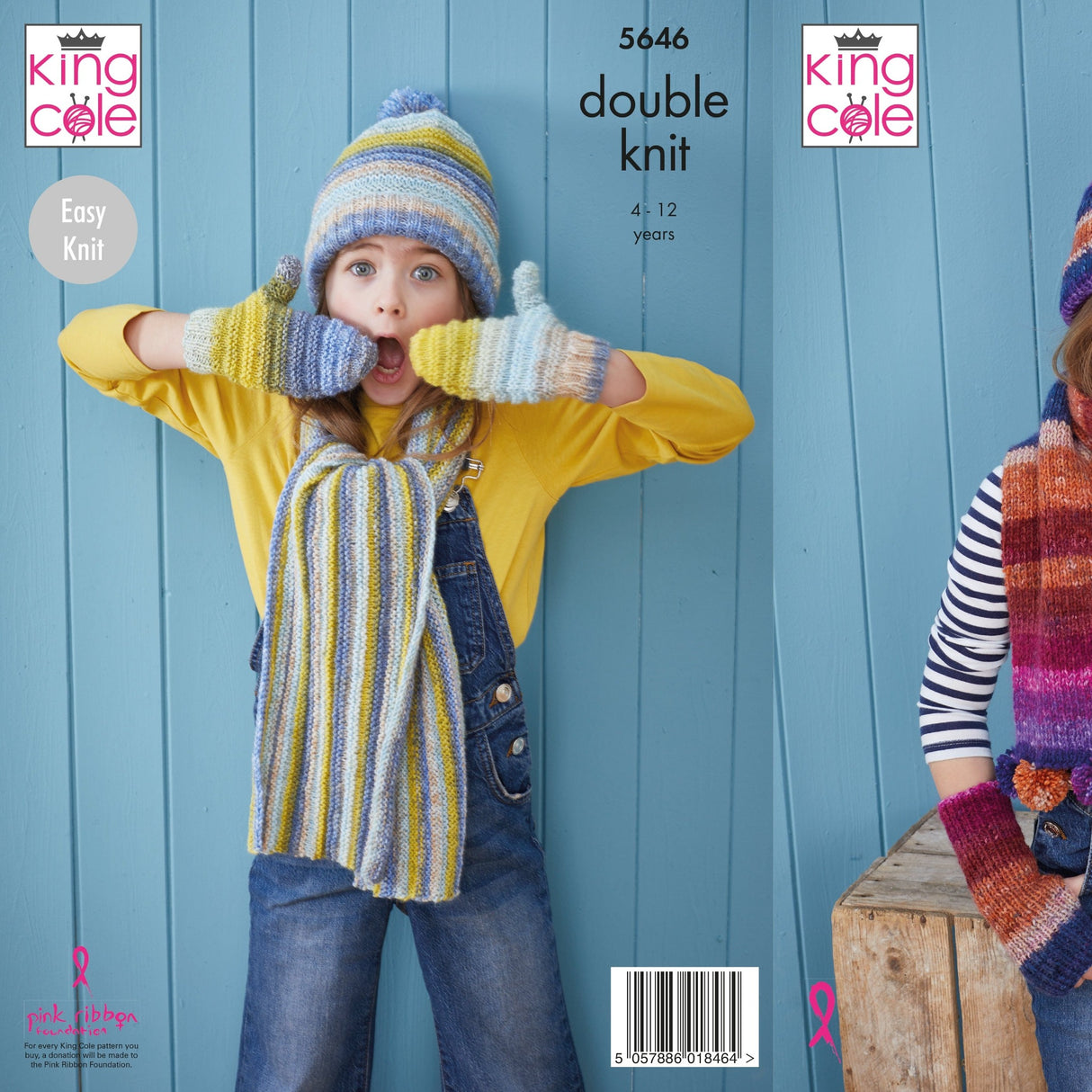King Cole Patterns King Cole Kids Hat, Scarf, Mitts and Wristwarmers DK Knitting Pattern 5646