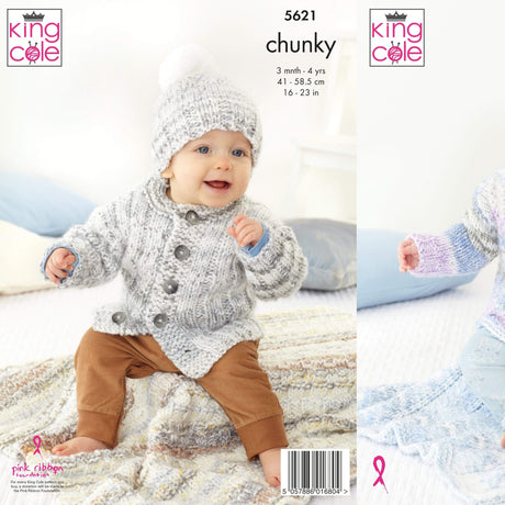 King Cole Patterns King Cole Kids Sweater, Hat and Blanket Chunky Knitting Pattern 5621