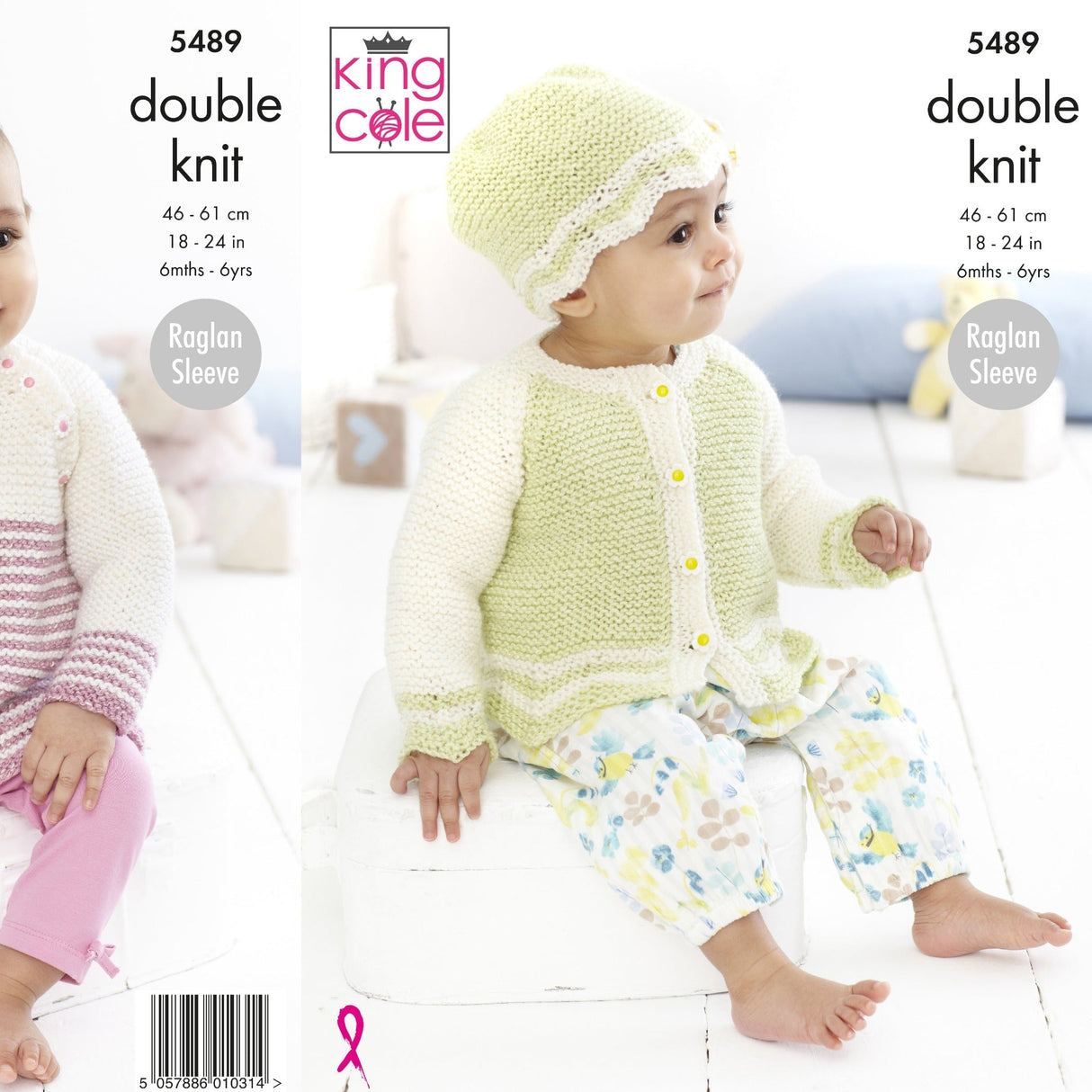 King Cole Patterns King Cole Kids Top, Cardigan and Hat DK Knitting Pattern 5489