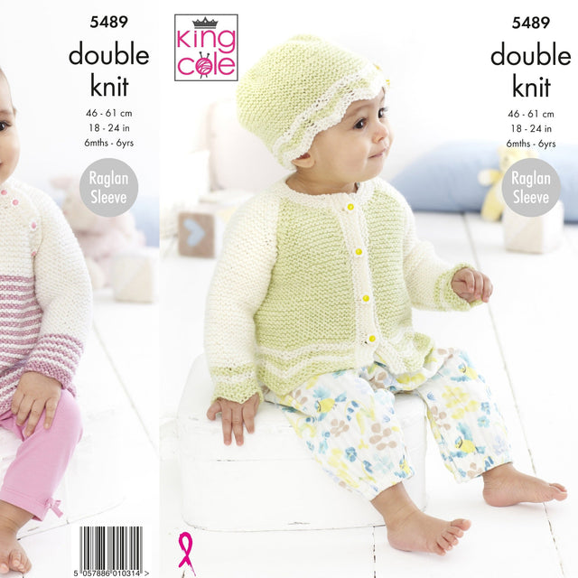 King Cole Patterns King Cole Kids Top, Cardigan and Hat DK Knitting Pattern 5489
