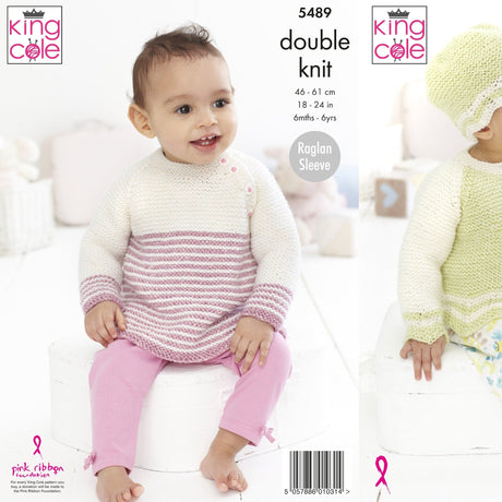King Cole Patterns King Cole Kids Top, Cardigan and Hat DK Knitting Pattern 5489