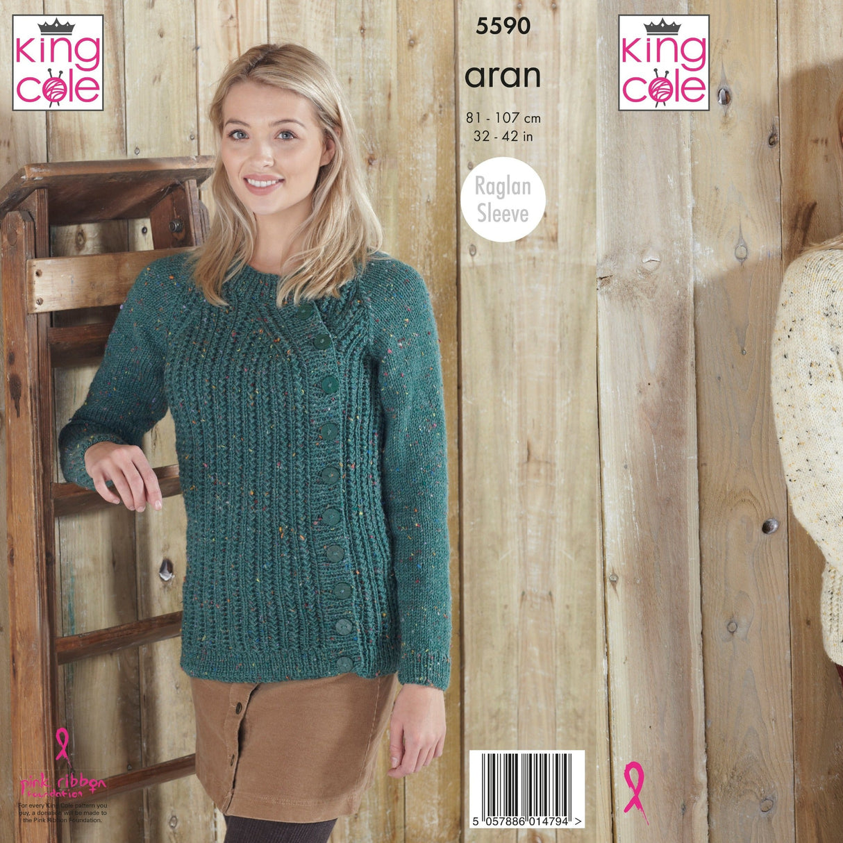 King Cole Patterns King Cole Ladies Aran Cardigan and Sweater Knitting Pattern 5590