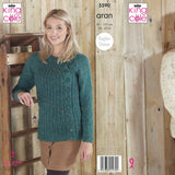 King Cole Patterns King Cole Ladies Aran Cardigan and Sweater Knitting Pattern 5590