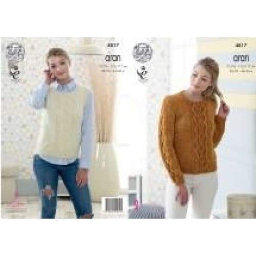 King Cole Patterns King Cole Ladies Aran Knitting Pattern 4817