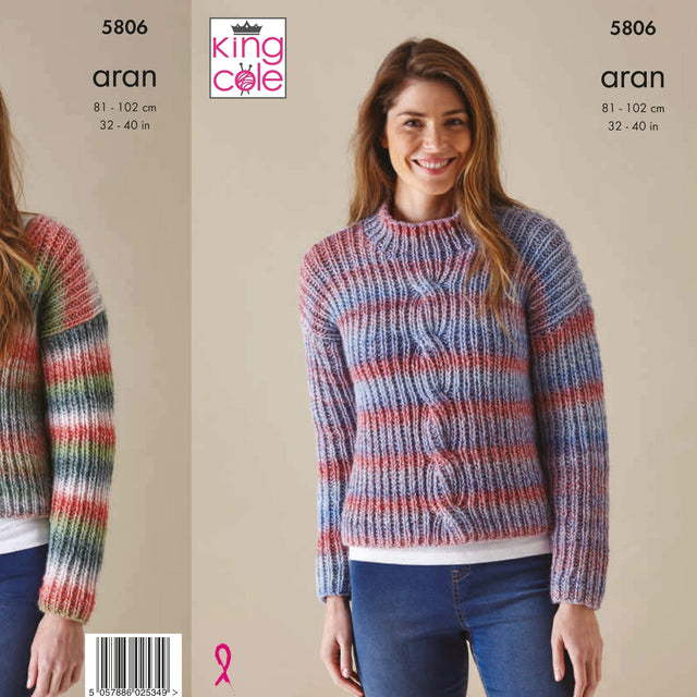 King Cole Patterns King Cole Ladies Aran Knitting Pattern 5806