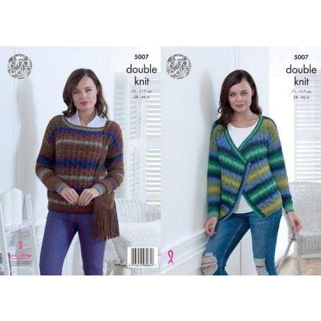 King Cole Patterns King Cole Ladies DK Cardigan and Sweater Knitting Pattern 5007