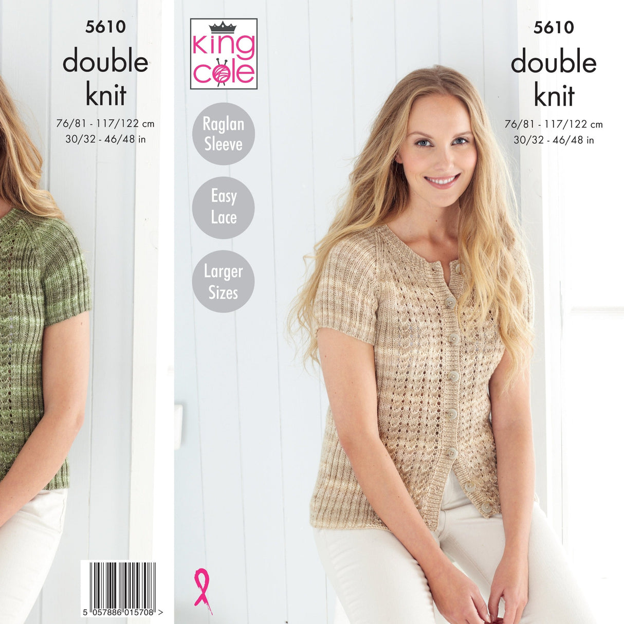 King Cole Patterns King Cole Ladies Sweater and Cardigan DK Knitting Pattern 5610