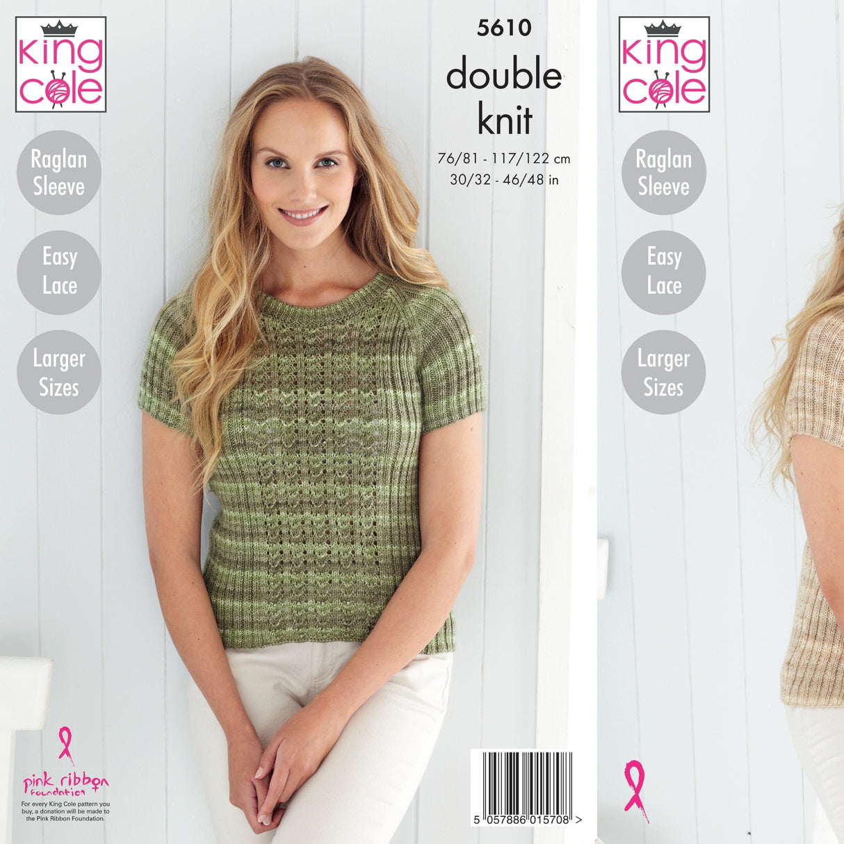 King Cole Patterns King Cole Ladies Sweater and Cardigan DK Knitting Pattern 5610