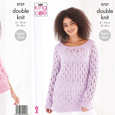 King Cole Patterns King Cole Ladies Sweater and Cardigan DK Knitting Pattern 5737