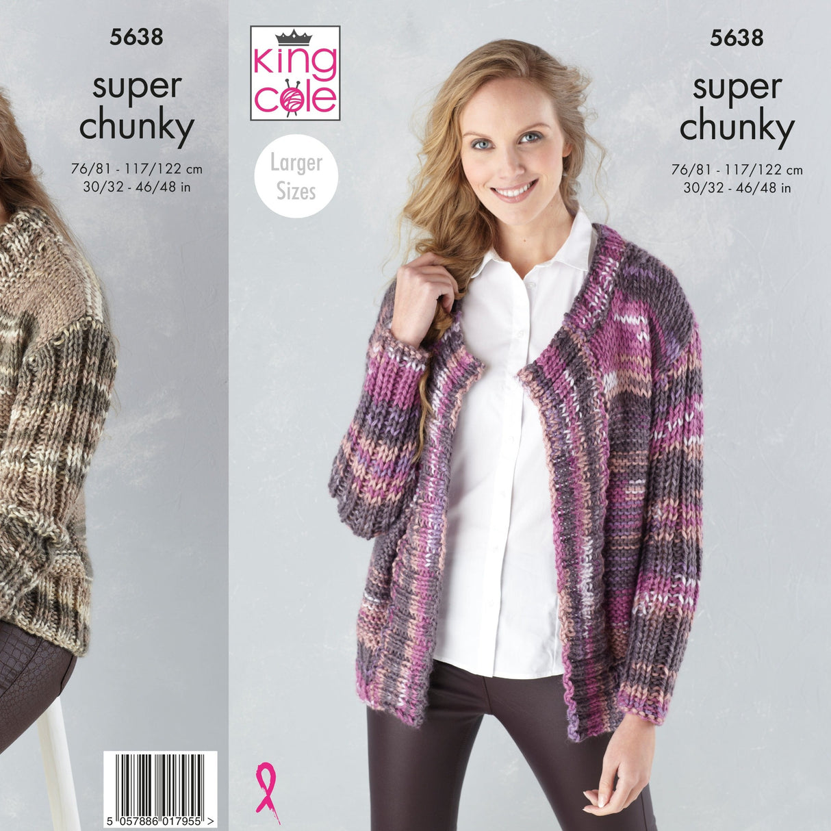 King Cole Patterns King Cole Ladies Sweater and Cardigan Super Chunky Knitting Pattern 5638