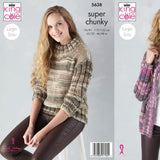 King Cole Patterns King Cole Ladies Sweater and Cardigan Super Chunky Knitting Pattern 5638