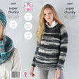 King Cole Patterns King Cole Ladies Sweater, Hat & Cowl Super Chunky Knitting Pattern 5639